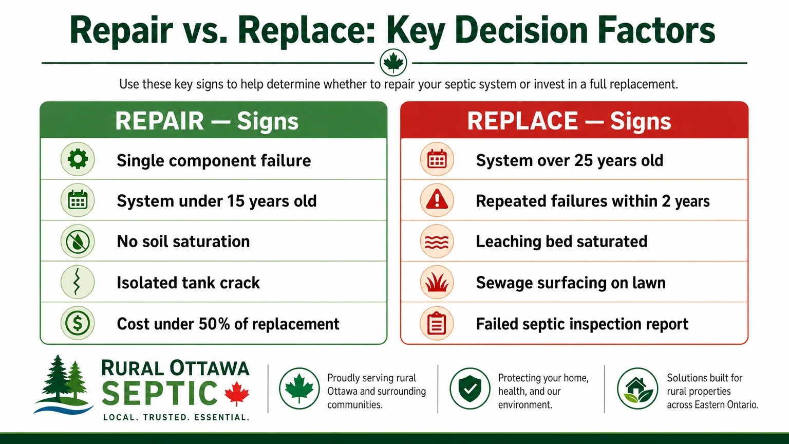 clean professional infographic 16 9 landscape format titled Rural Ottawa Septic Ottawa