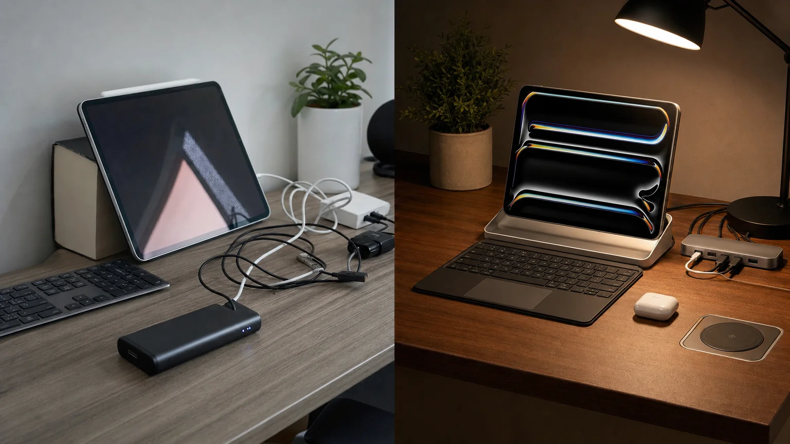 photorealistic 16 9 scene showing direct before-and-after split We Are MacWise