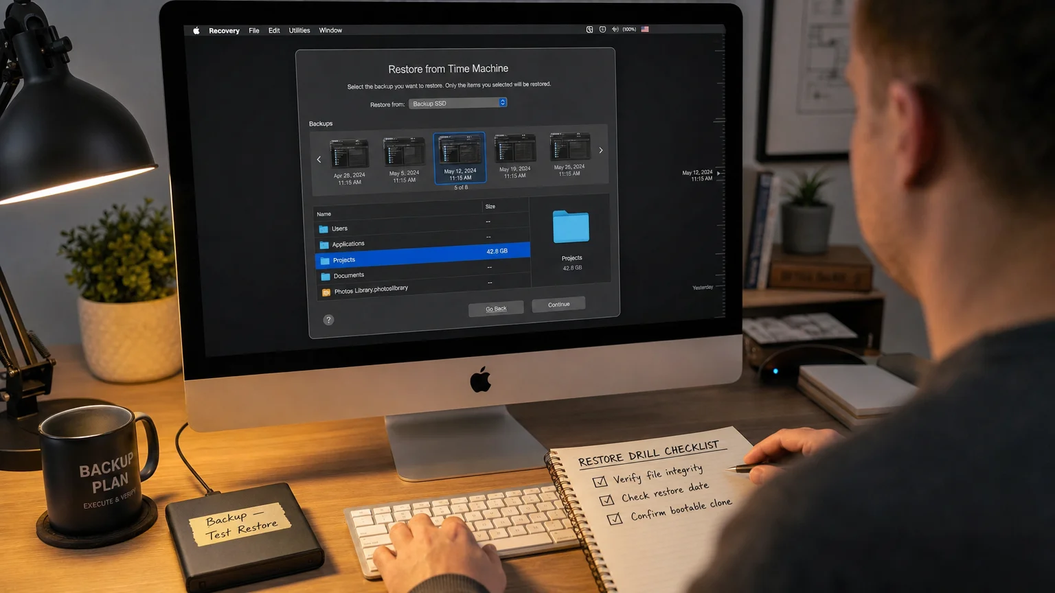 photorealistic 16 9 action showing person Mac desktop We Are MacWise