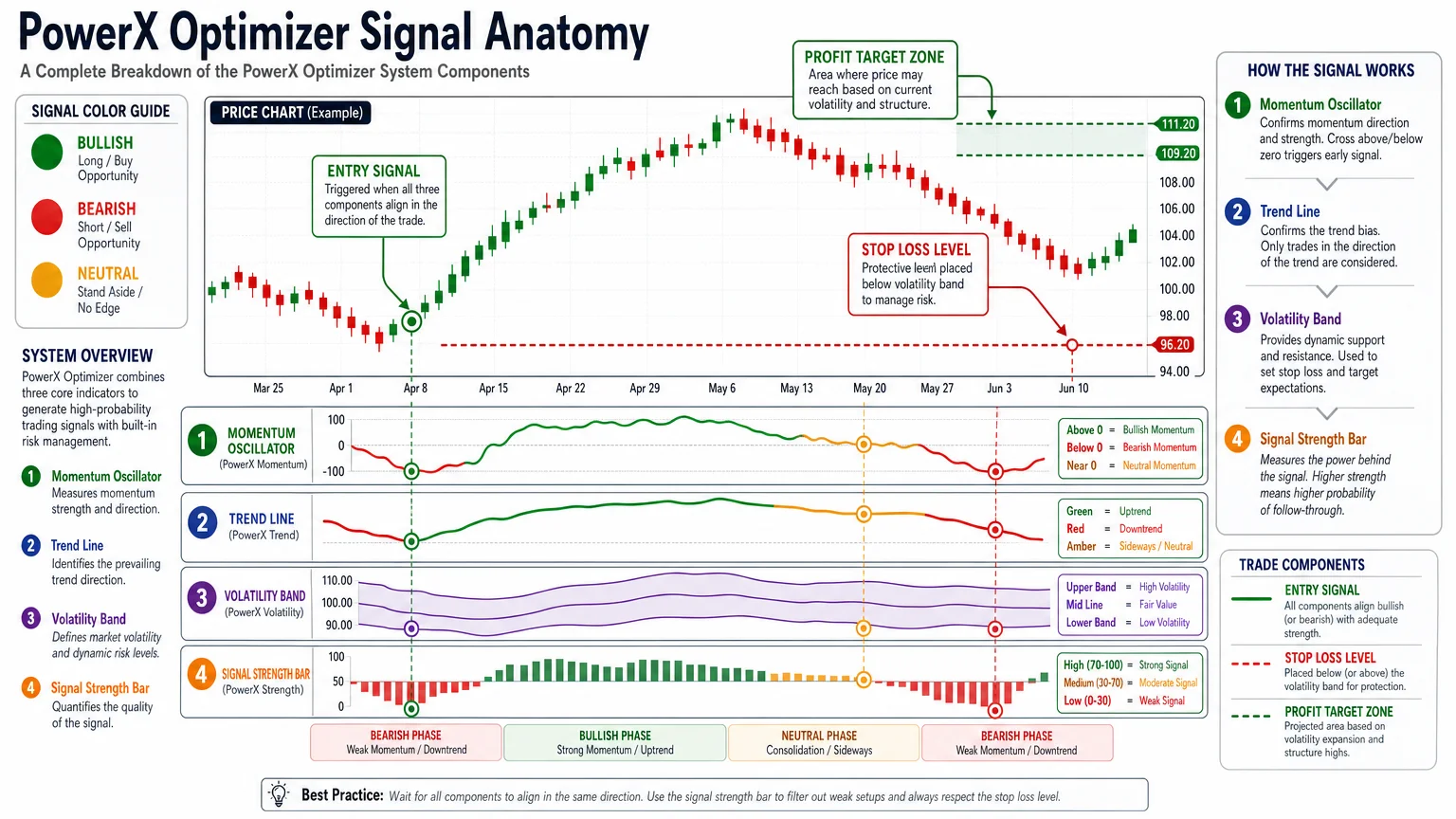 clean detailed infographic diagram illustrating anatomy PowerX Optimizer Economics Savvy