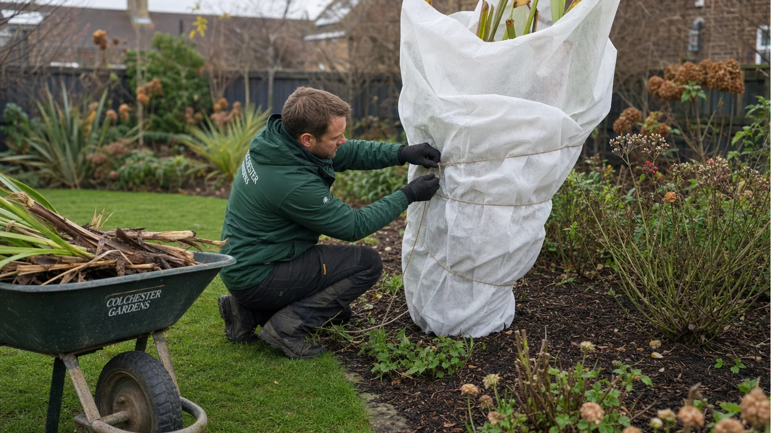 photorealistic action professional gardener Colchester working residential back Gardening Services in Colchester, UK Colchester