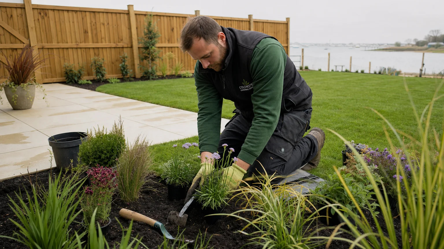 photorealistic action professional gardener from Colchester-based gardening service Gardening Services in Colchester, UK Colchester