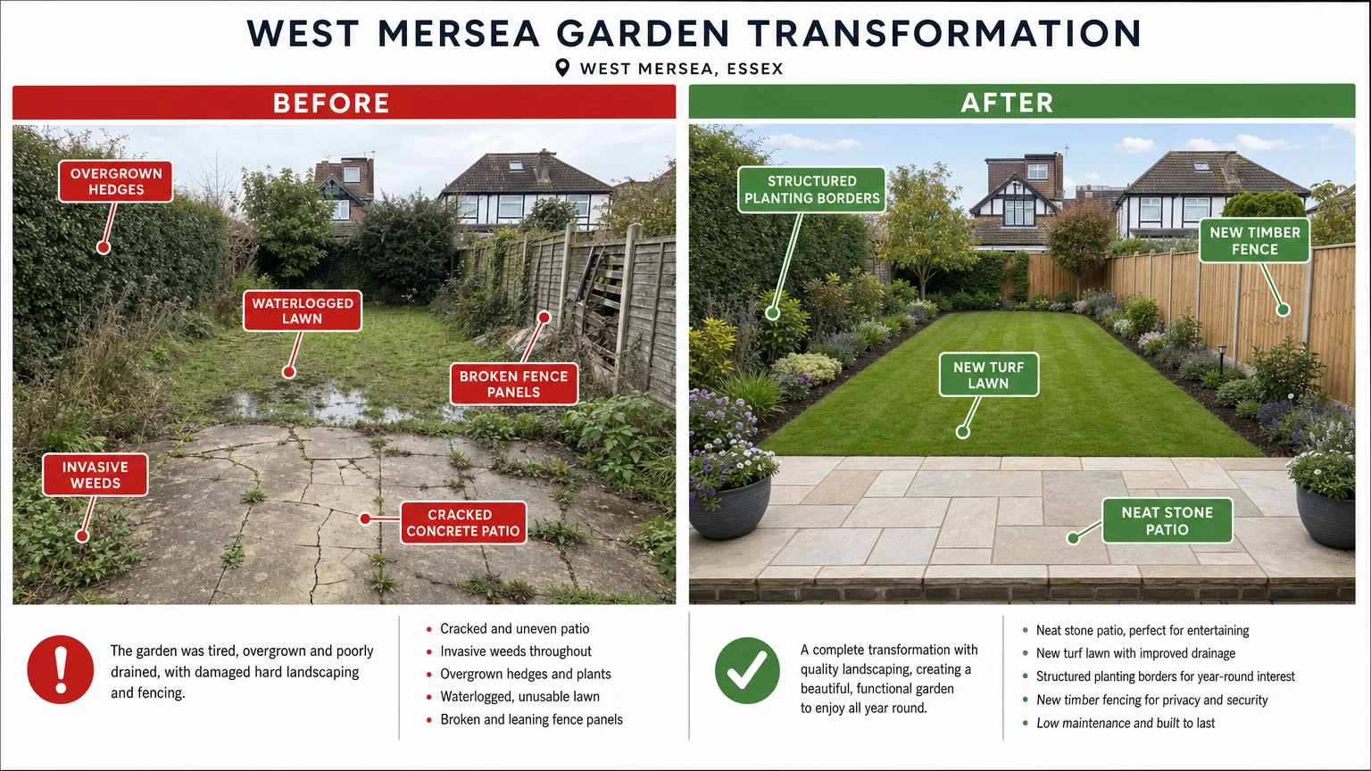 detailed before-and-after infographic diagram clean style 16 9 Gardening Services in Colchester, UK Colchester