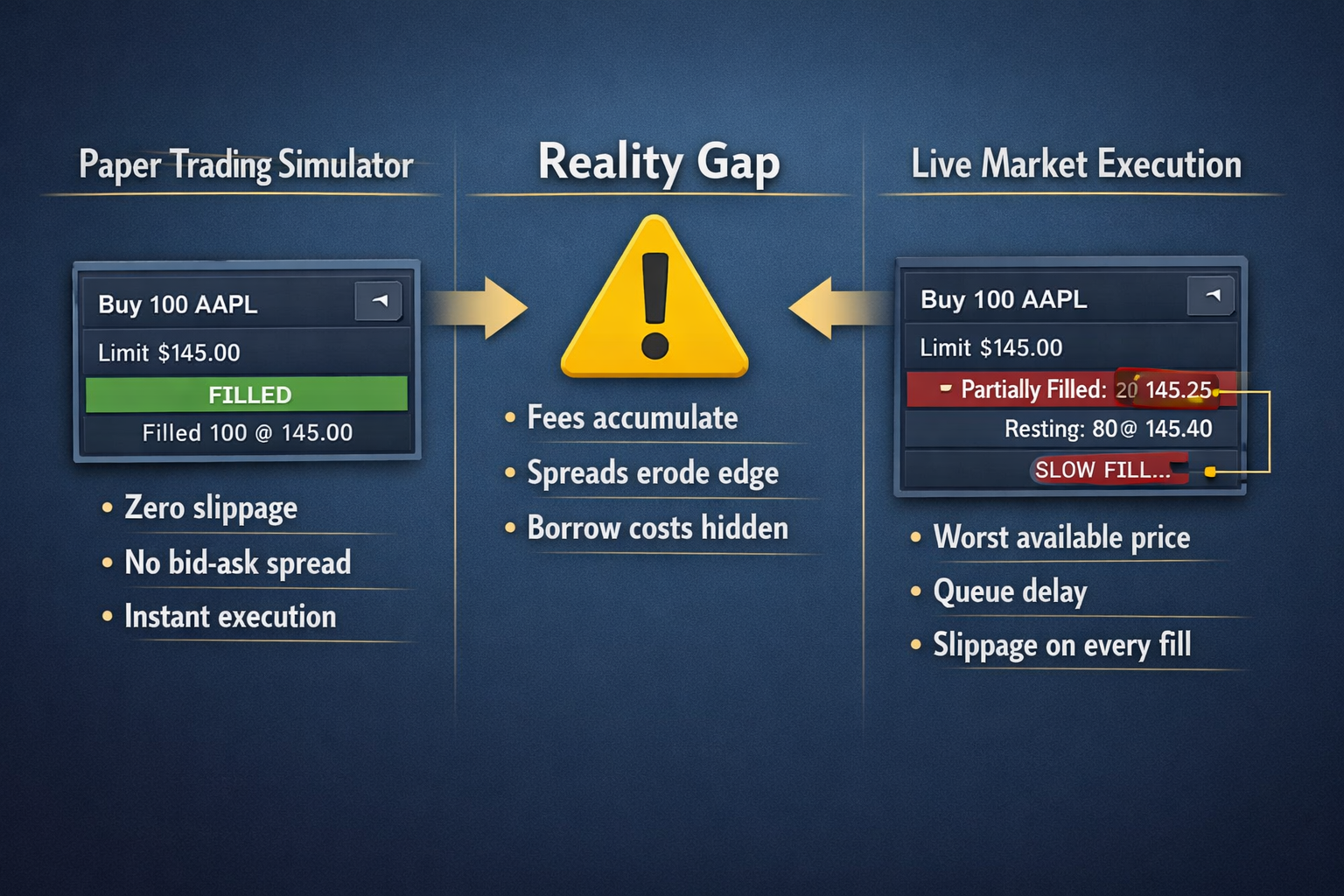 Hidden costs of paper trading versus live execution: spreads, fees, and slippage