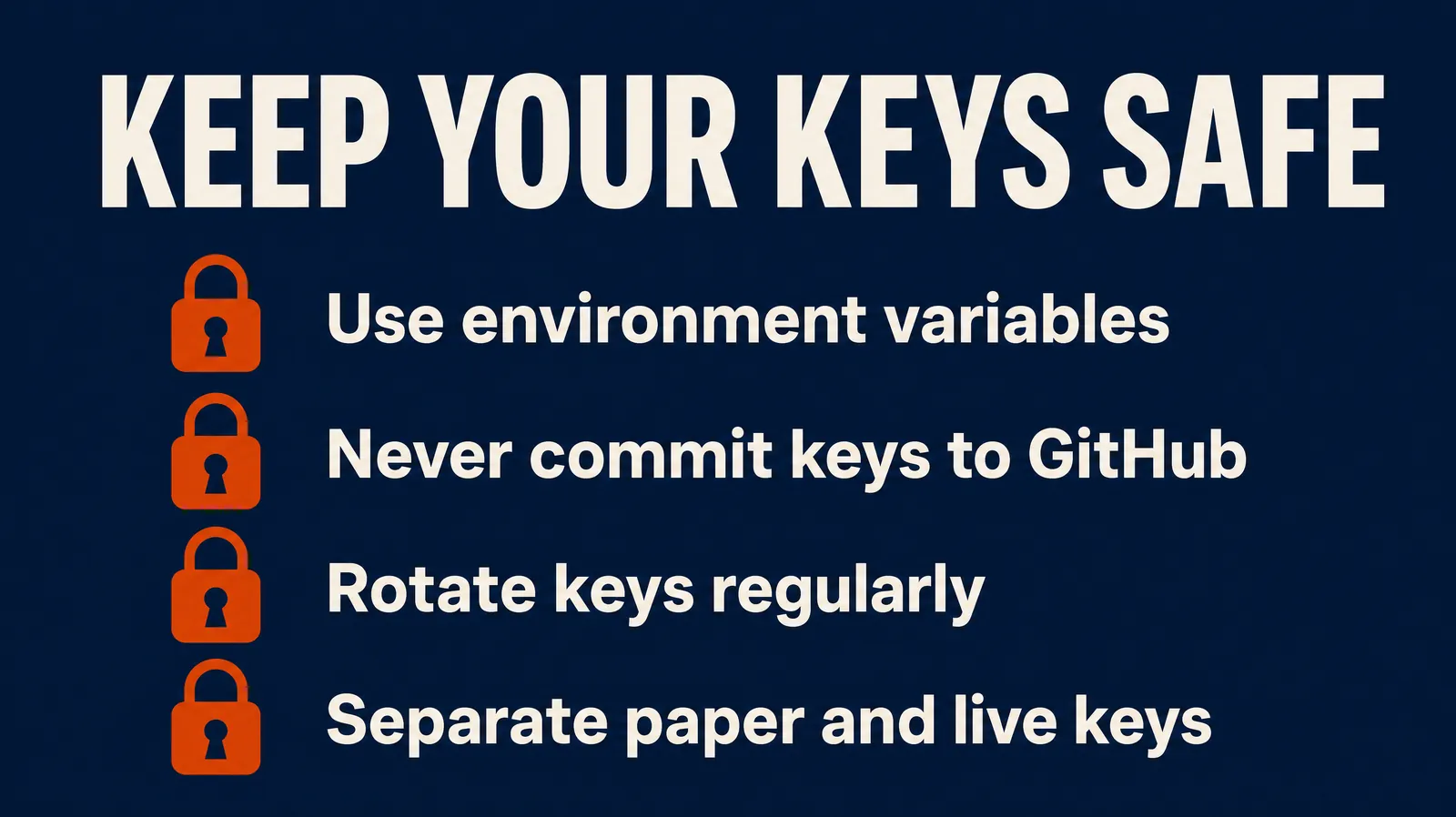 Checklist for storing Alpaca API keys securely