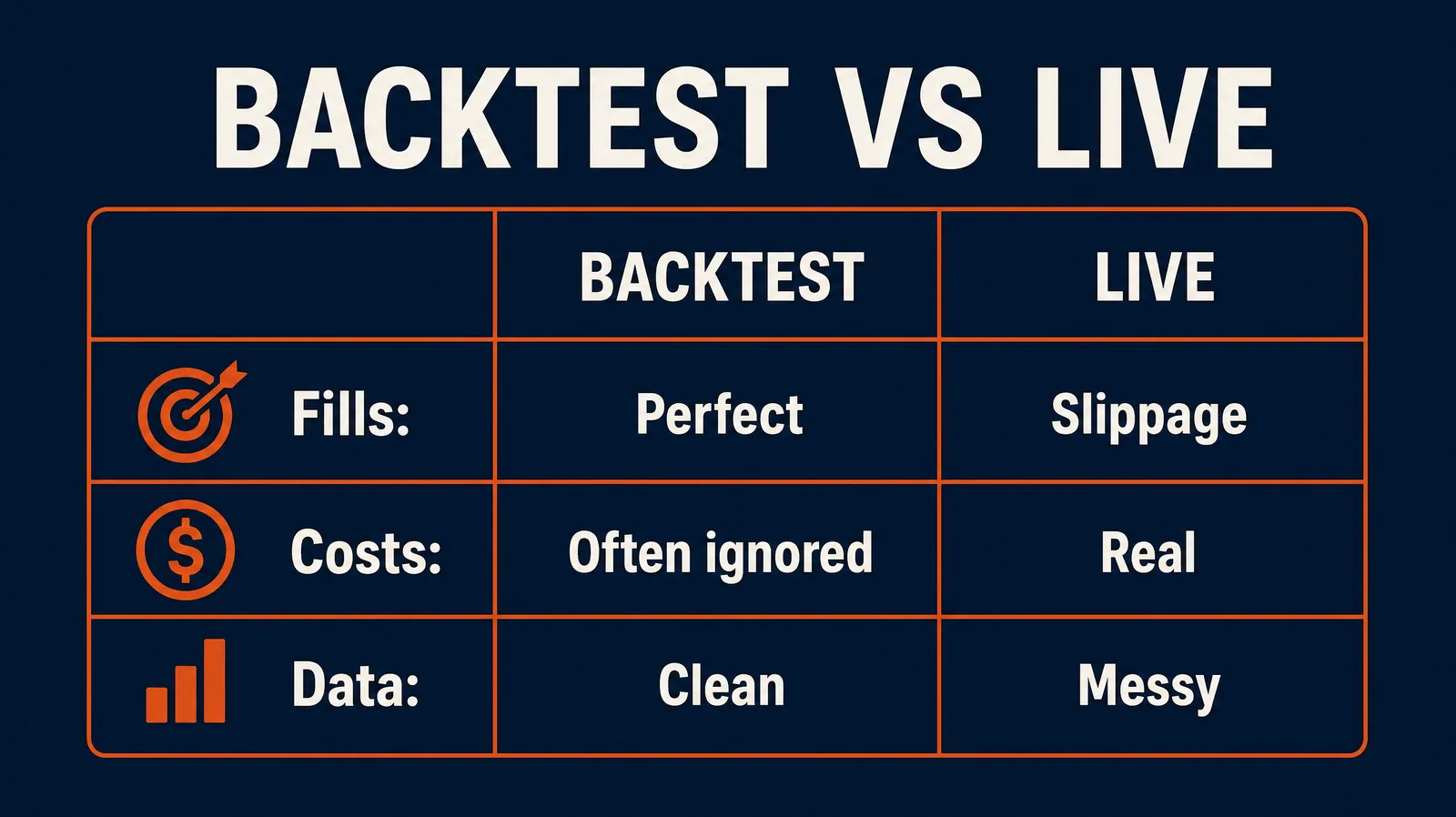 Backtesting compared with live trading