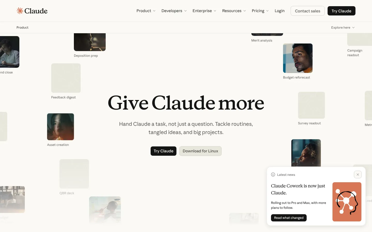 Claude homepage on anthropic.com, October 2026