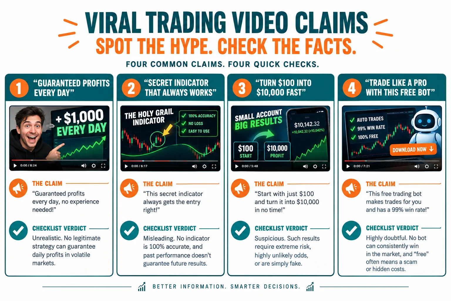 Four panel guide to checking viral trading video claims