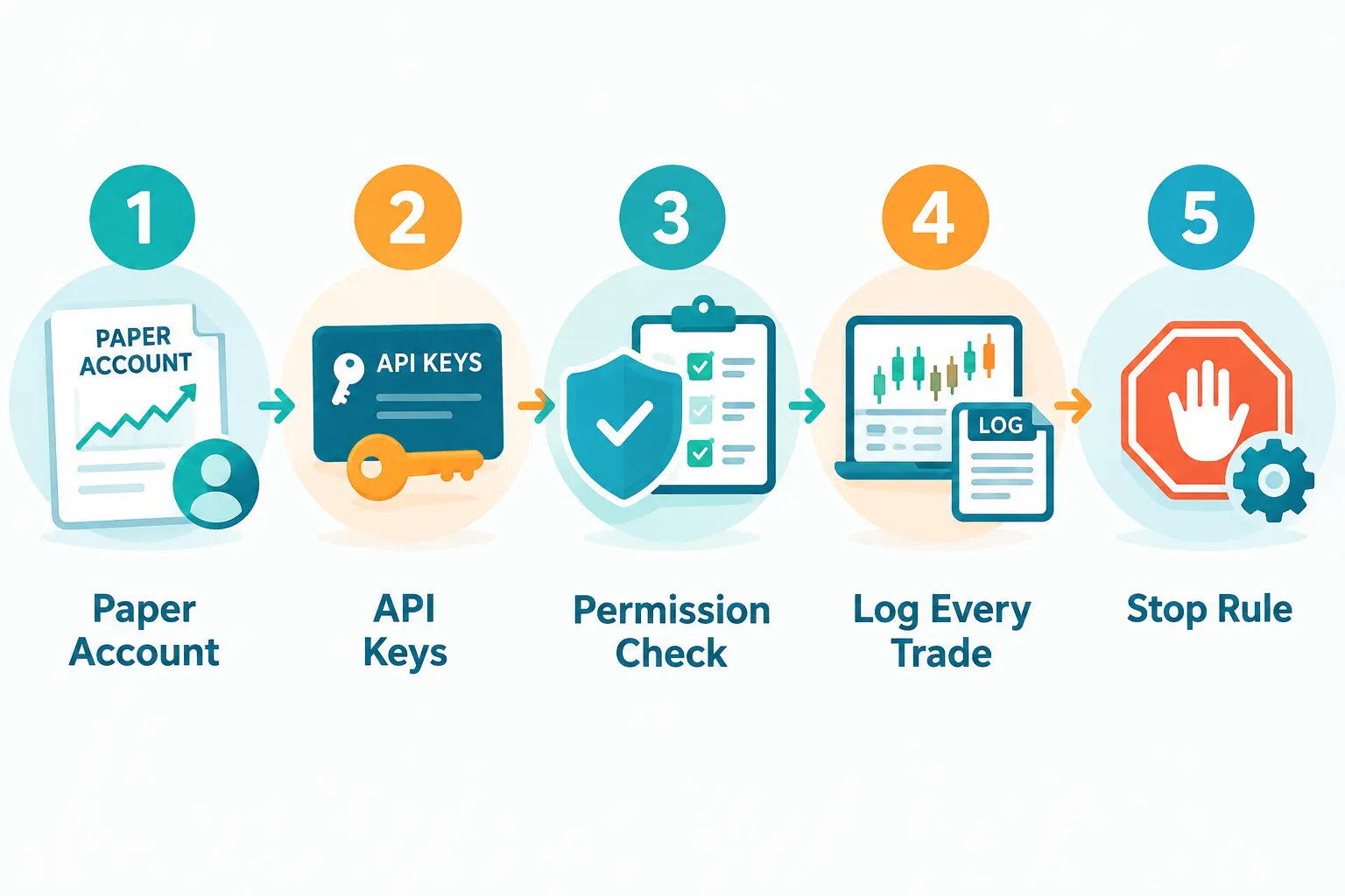 Five step test plan from paper account to stop rule